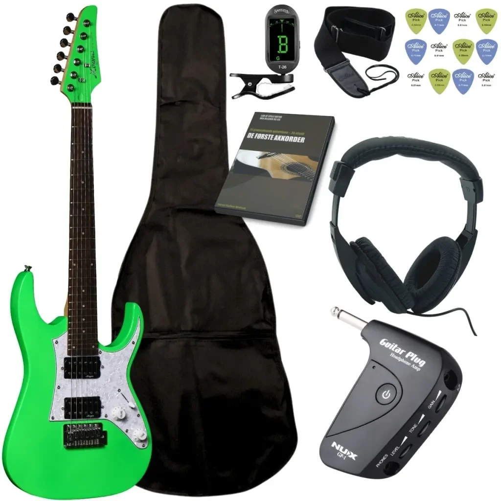 Magna M3 GR Elguitar Grn 3/4 strrelse Brneguitar Pakke